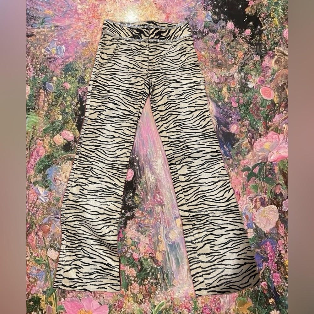 Escada Zebra Print Pant - Bedazzled Waistline - Picture 1 of 2
